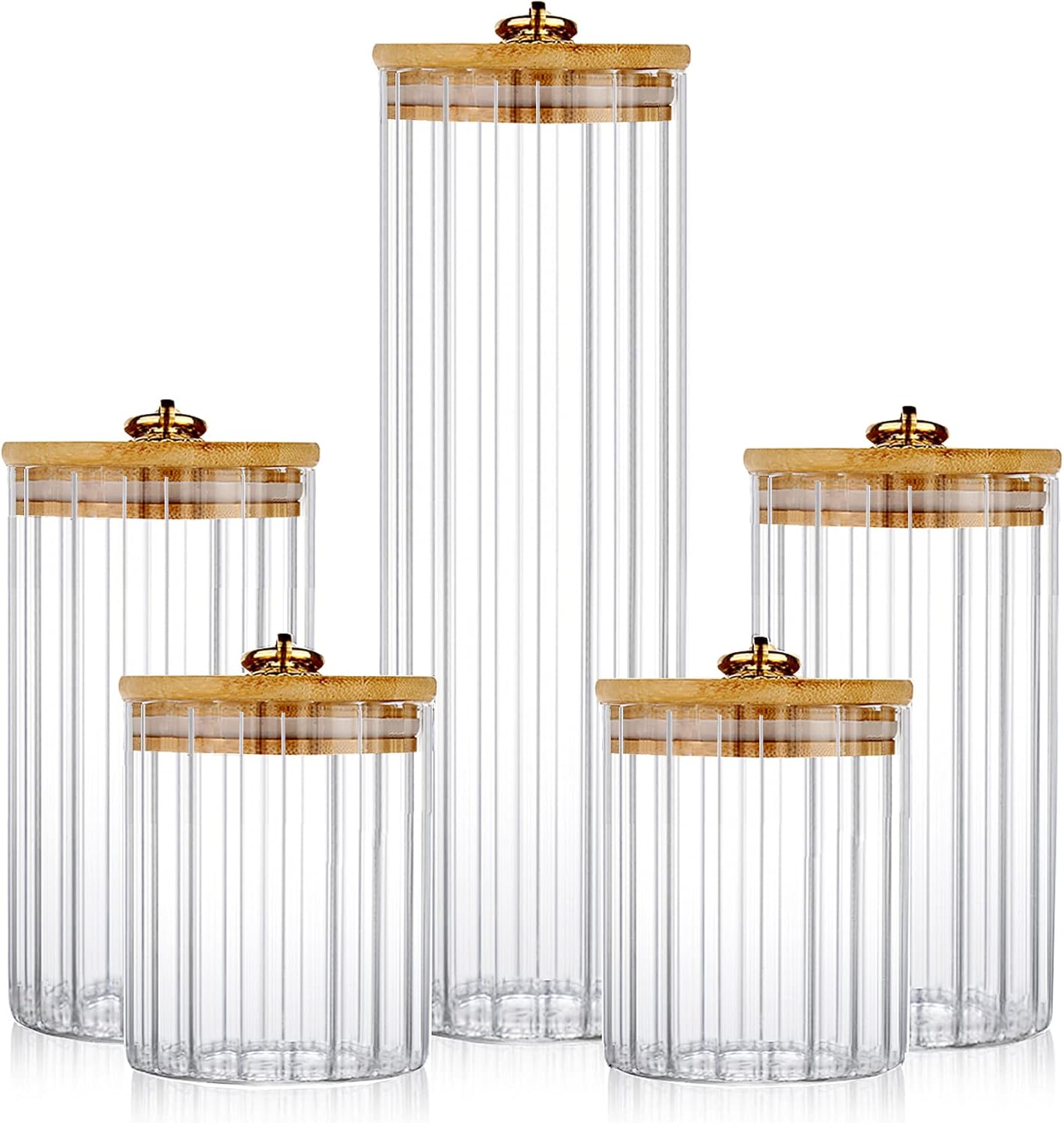 Home Decor Glass - Glass Storage Jars Set of 5,