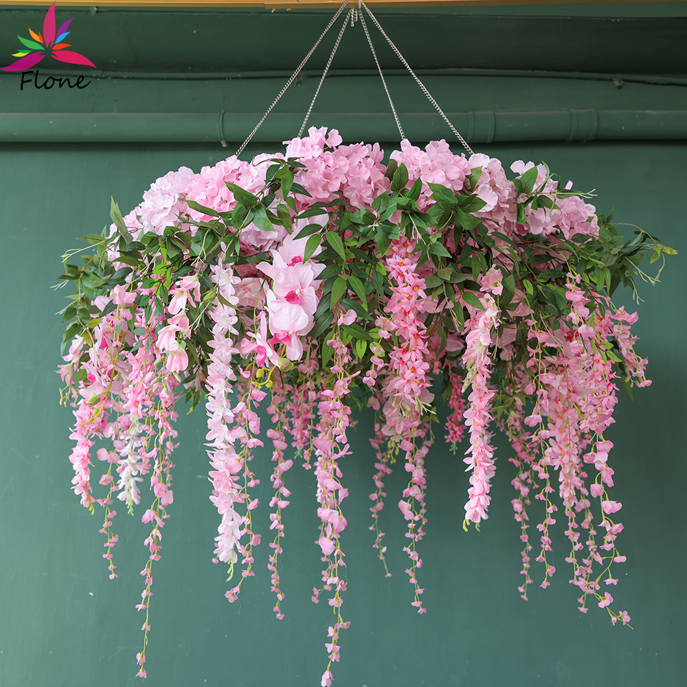Home Decor Garland - Ceiling Circle Flower W120cm Premium Fake