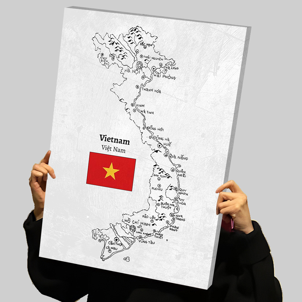 Home Decor Vietnam - Handdrawn Vietnam Map Prints Poster Custom
