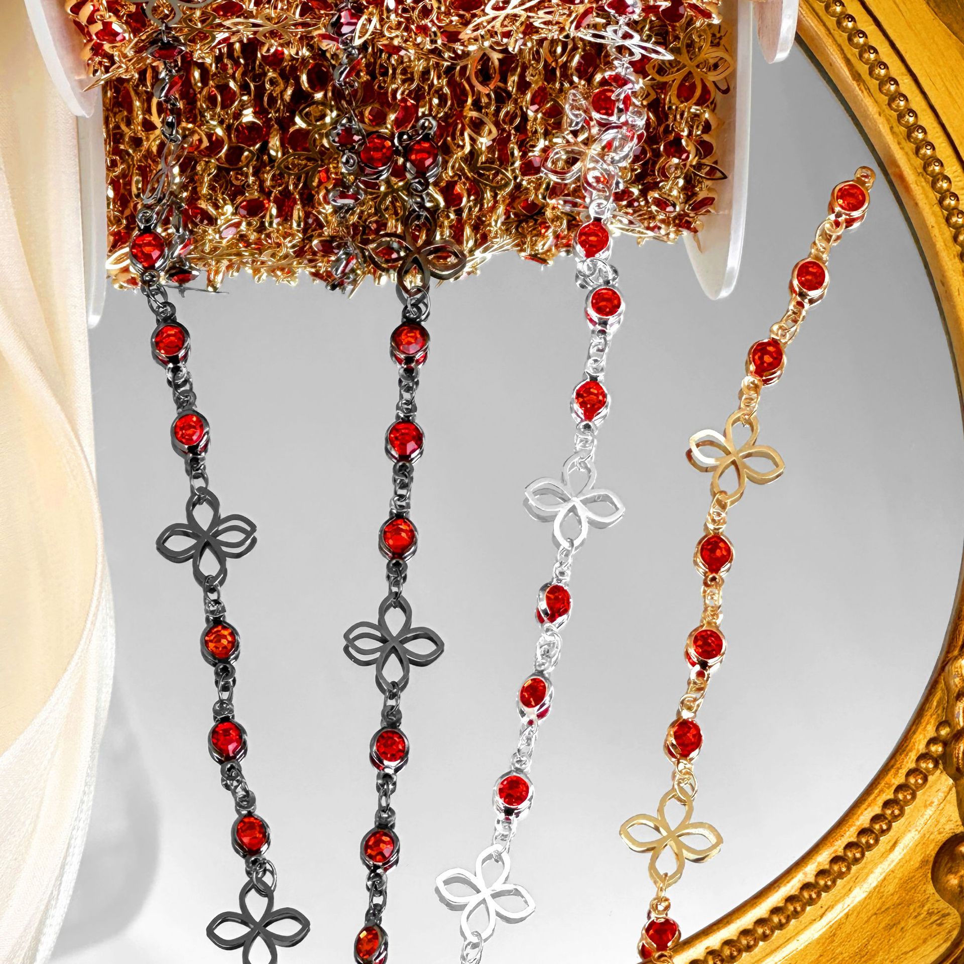 Home Decor Glass - 0.5/1/2M Hollow Flower Tassel Copper Chain