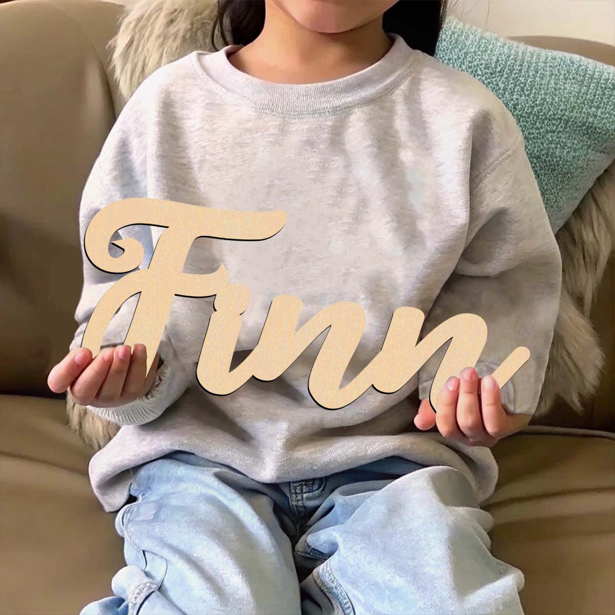 Wooden Letter Sign - 1pc Cartoon Finn example Customized Letter