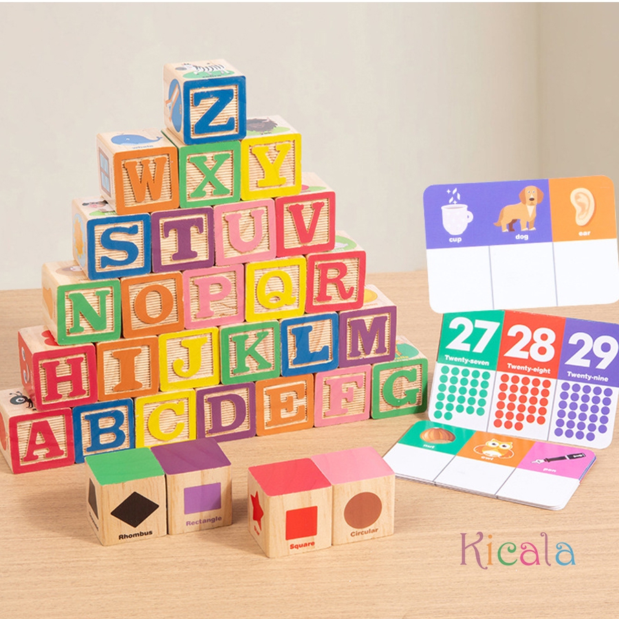 Wooden Letter Sign - Montessori Wooden Number Blocks Early Learning