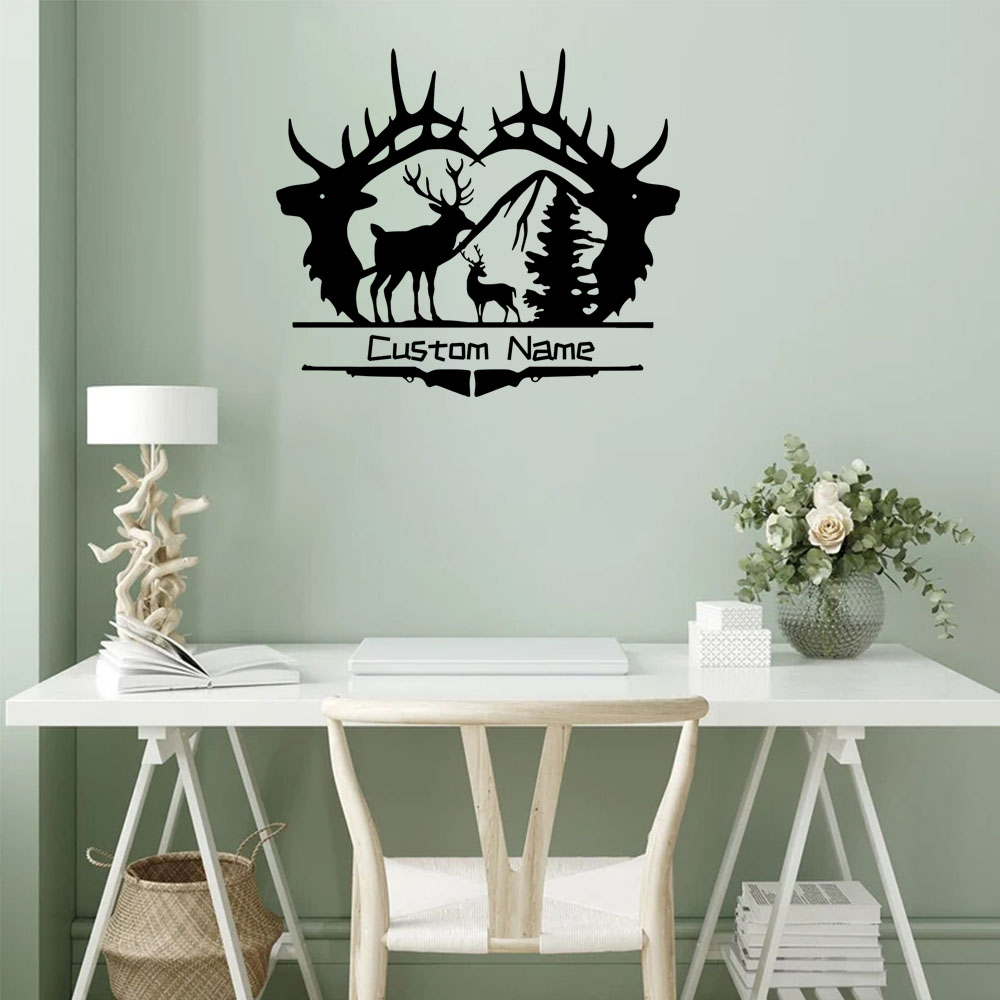 Home Decor Wall Stickers - 1PC Cute Moose Customizable Text Name