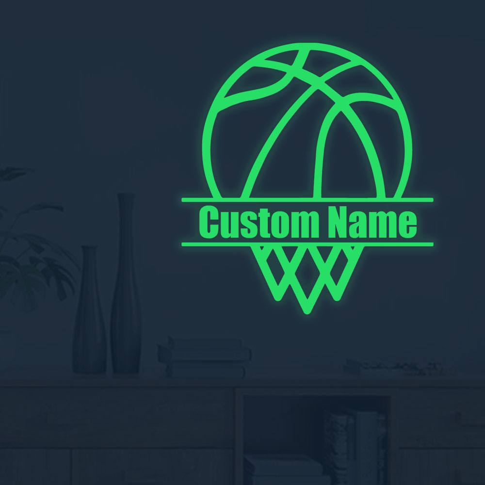 Home Decor Wall Stickers - 1pc Cartoon Basketball Custom Name Self