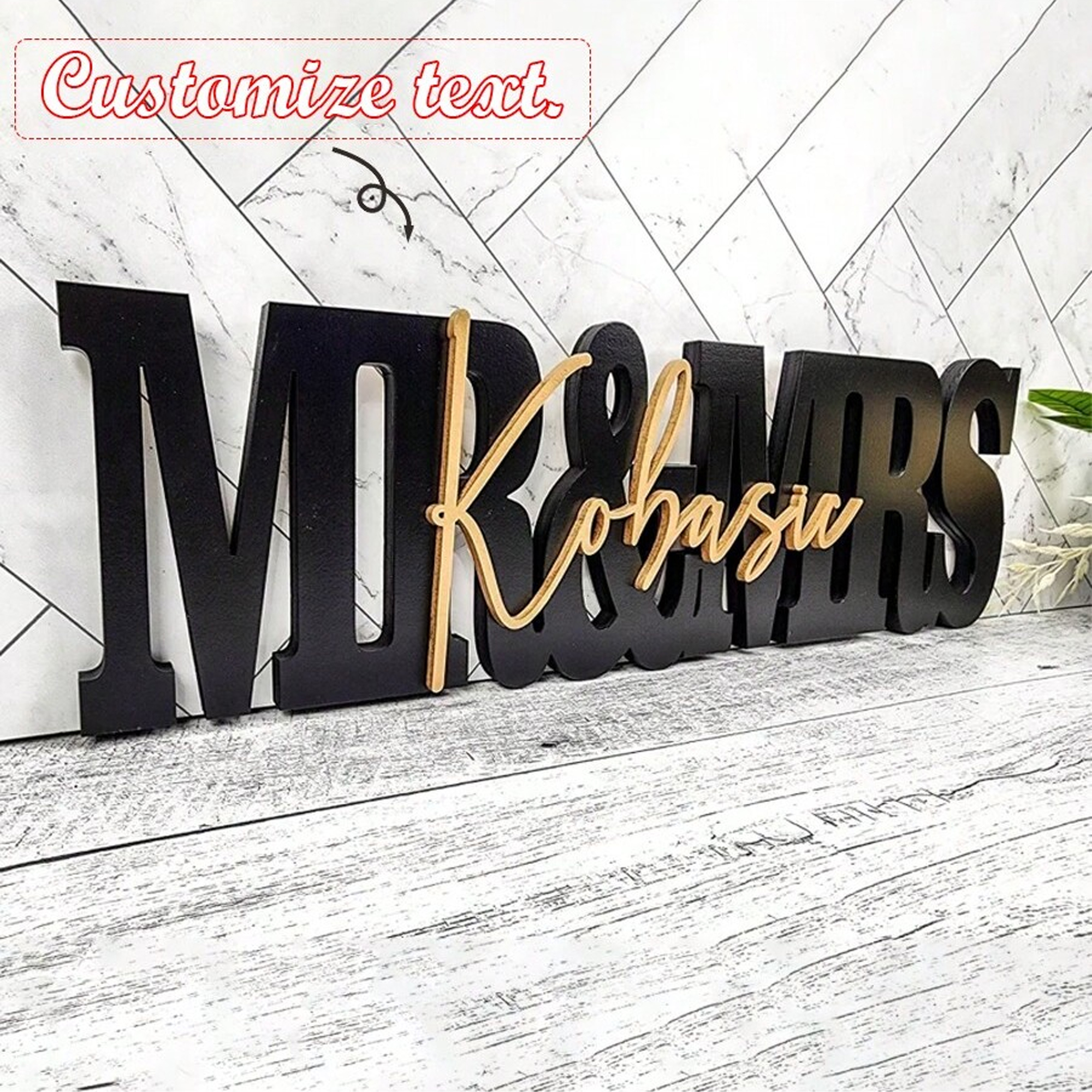 Wooden Letter Sign - Custom Wedding Gift Logo with Names,
