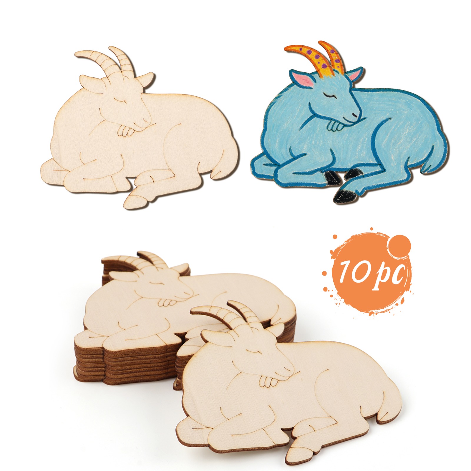 Home Decor In - 10pcs/set Unfinished Wood Sheep Animal Ornaments