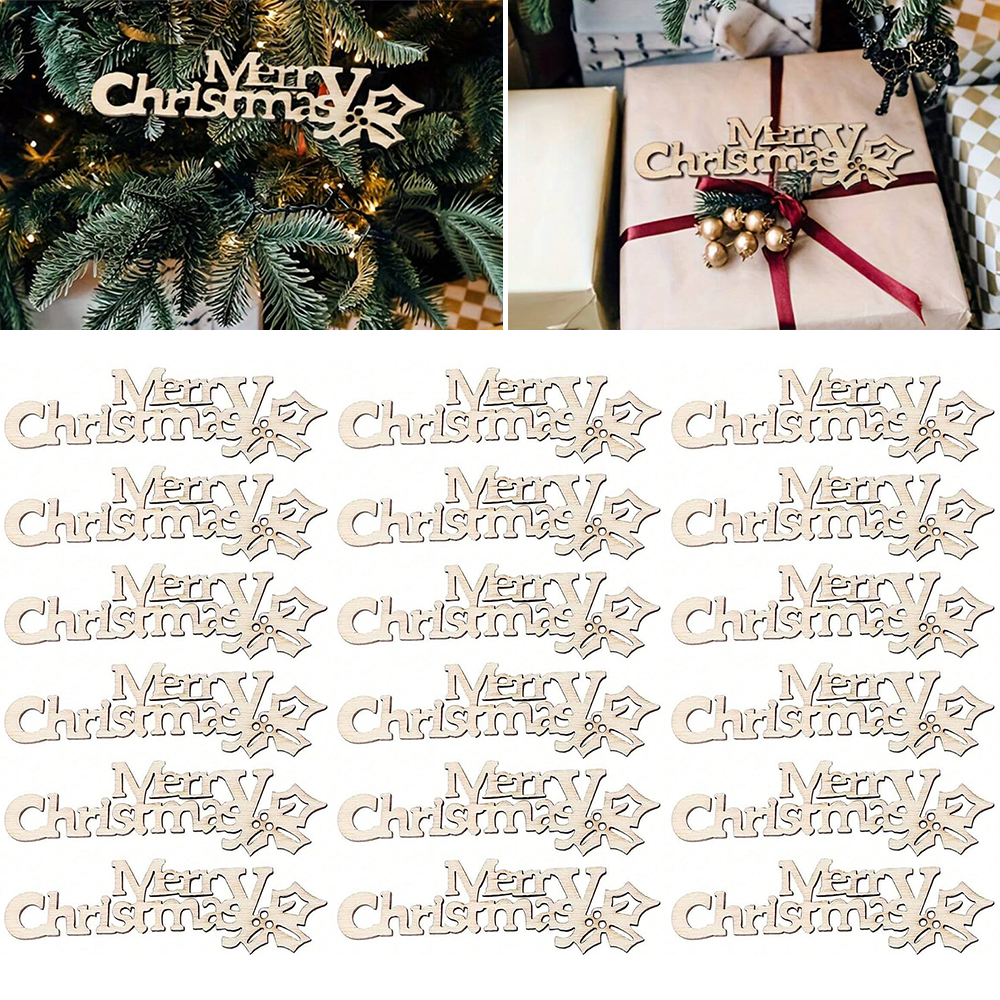 Wooden Letter Sign - 10/20/100Pcs Merry Christmas Wooden Cutout Unfinished