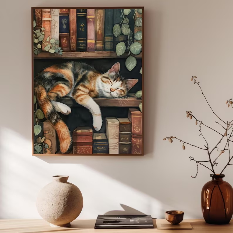 Cute Cat and Book Poster Victo – обзор и цена Victory Home Decor