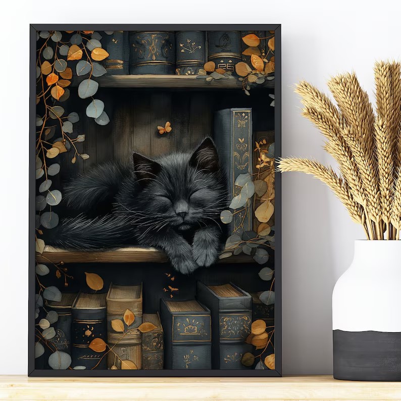 Cute Cat and Book Poster Victo – обзор и цена Victory Home Decor
