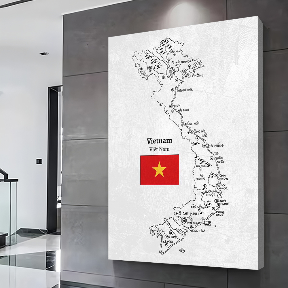 Handdrawn Vietnam Map Prints P – обзор и цена Home Decor Vietnam
