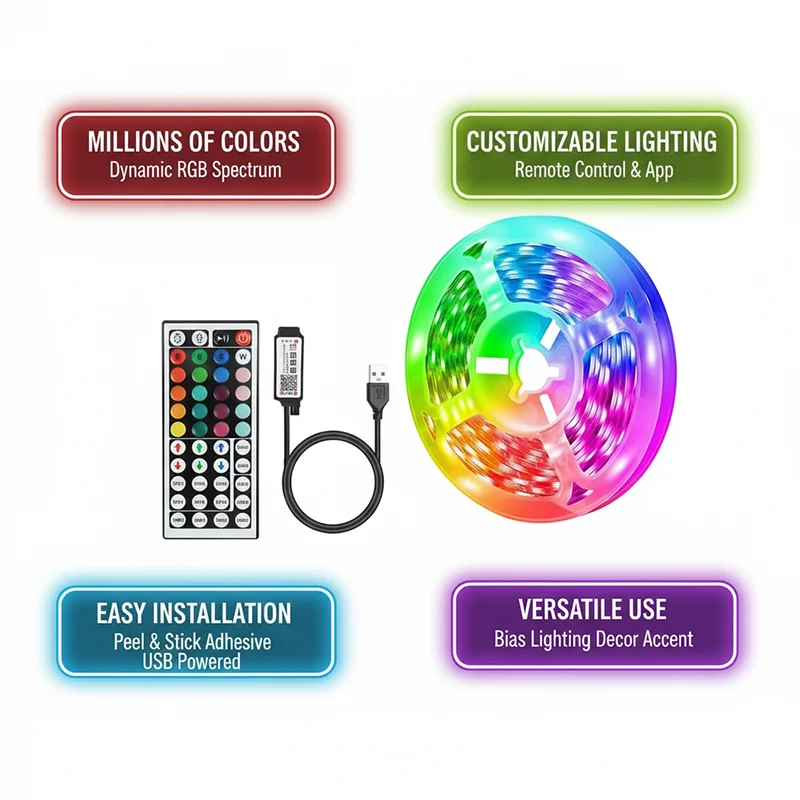 1-20m RGB LED Strip Lights 5V  – обзор и цена Home Decor Free App
