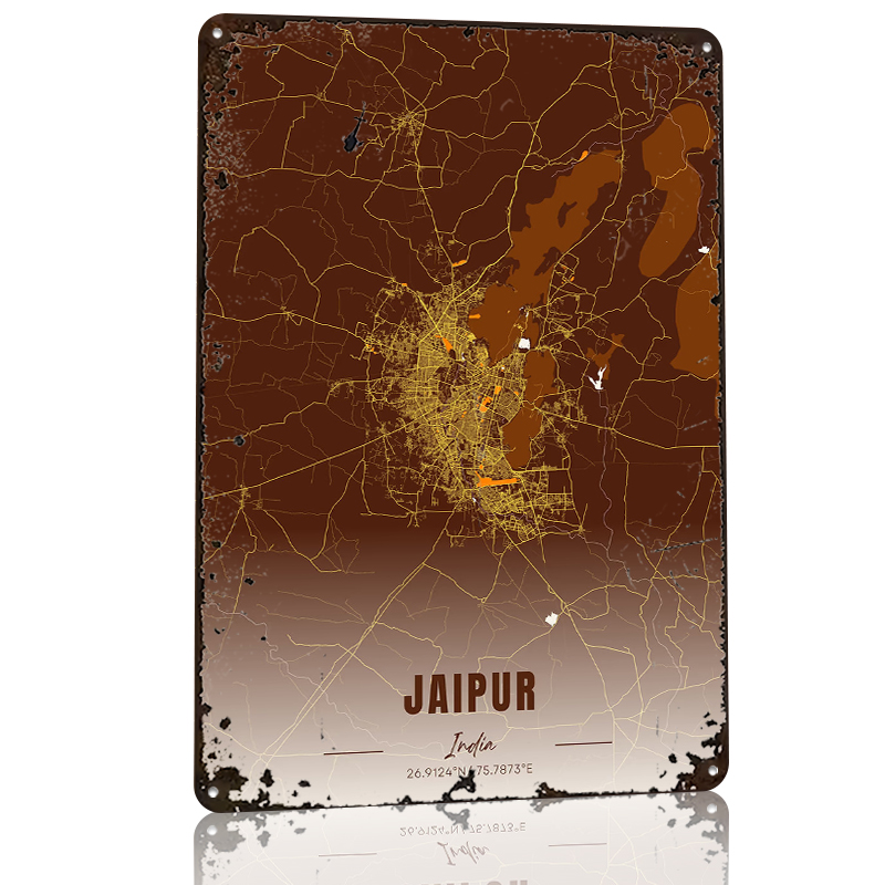 Jaipur India Map Art Metal Pos – обзор и цена Home Decor Jaipur