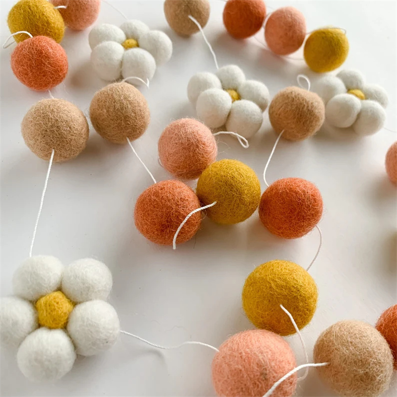Ins Wool Felt Balls Daisy Flow – обзор и цена Home Decor Garland