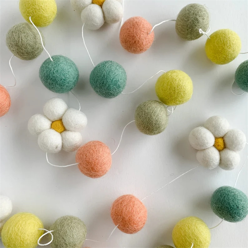 Ins Wool Felt Balls Daisy Flow – обзор и цена Home Decor Garland