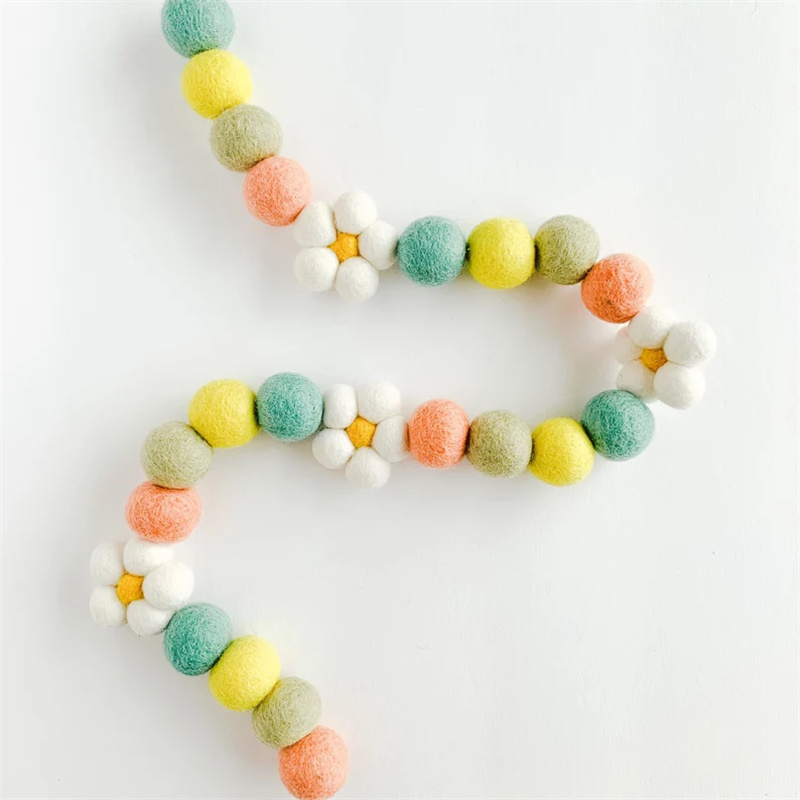 Ins Wool Felt Balls Daisy Flow – обзор и цена Home Decor Garland