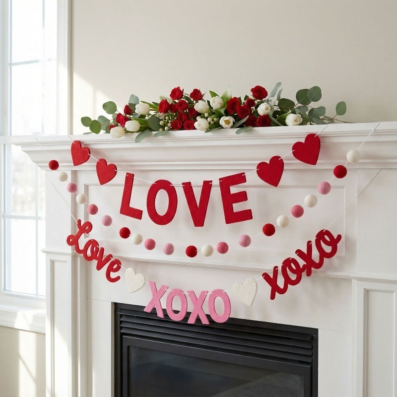 2026 New Red Pink Heart Felt G – обзор и цена Home Decor Garland