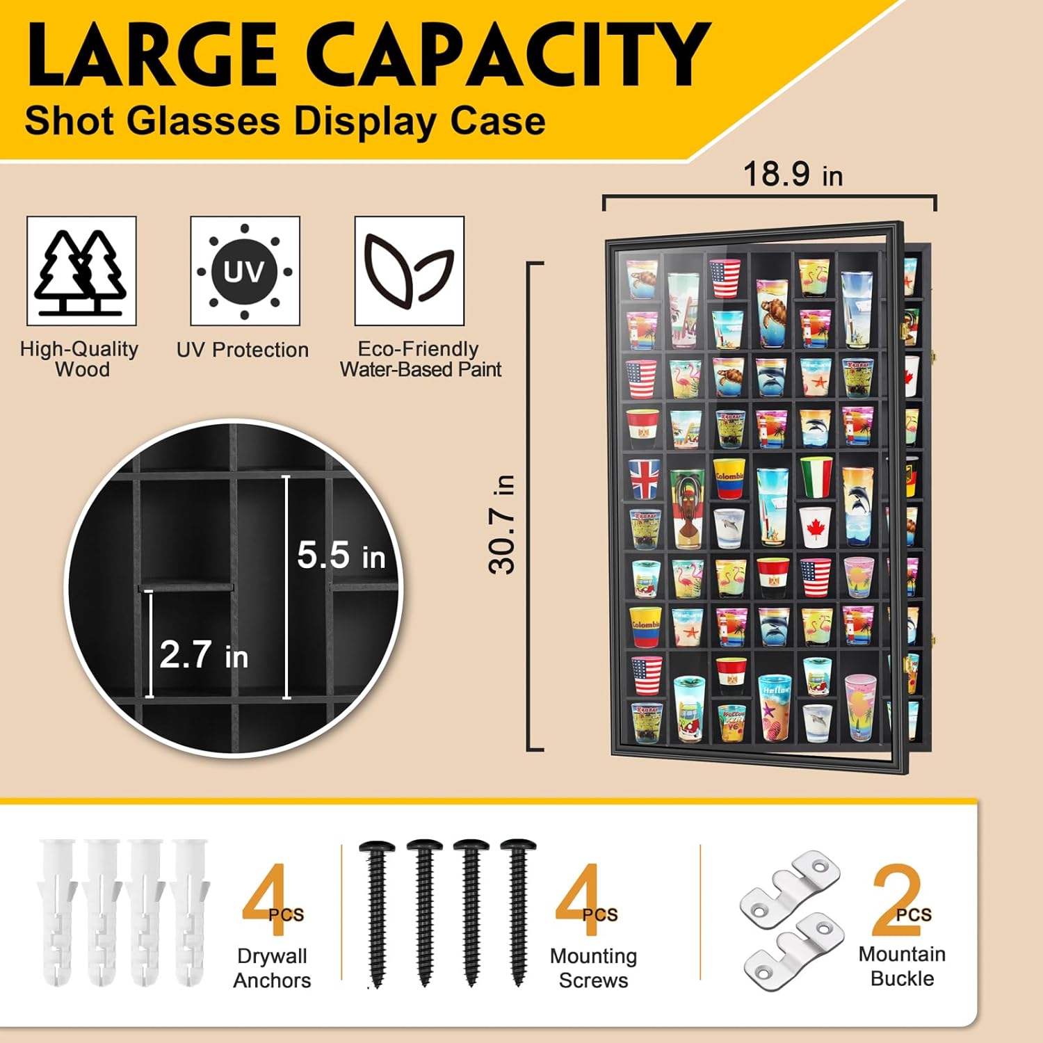 Large 61-Slot Shot Glass Displ – обзор и цена Home Decor Glass