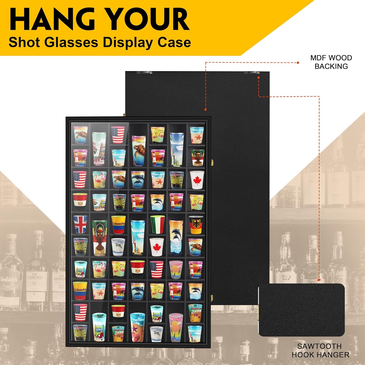 Large 61-Slot Shot Glass Displ – обзор и цена Home Decor Glass