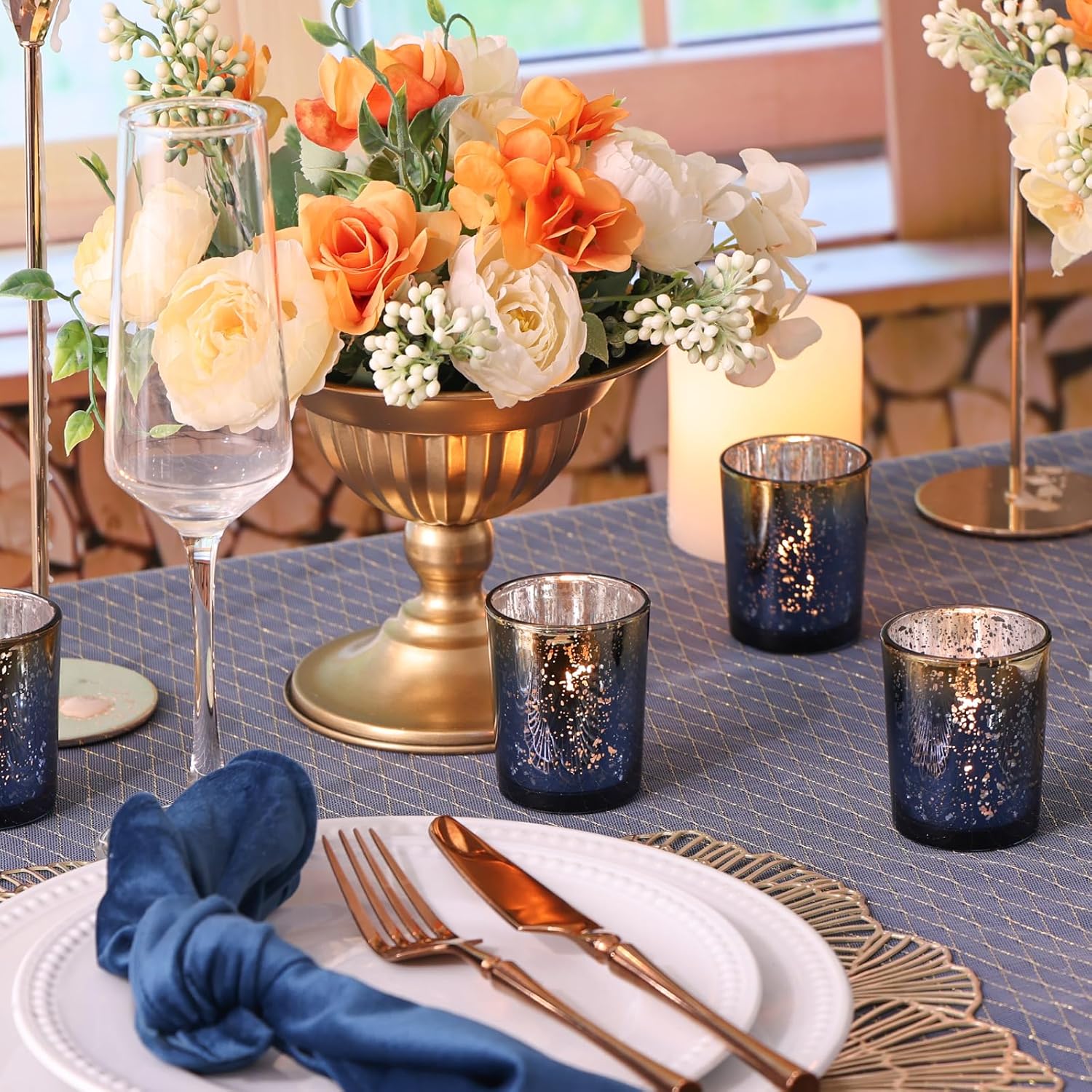 Navy Mercury Glass Tealight Ca – обзор и цена Home Decor Glass