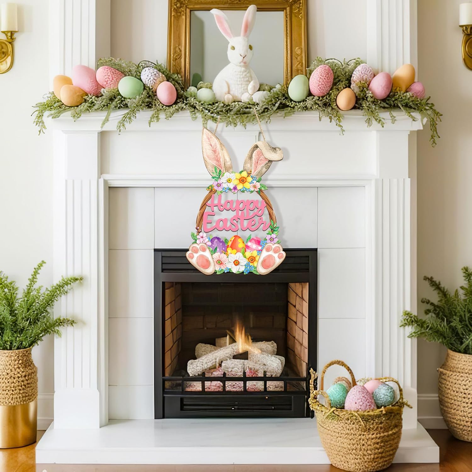 Wooden Easter Door Wreath with – обзор и цена Home Decor In