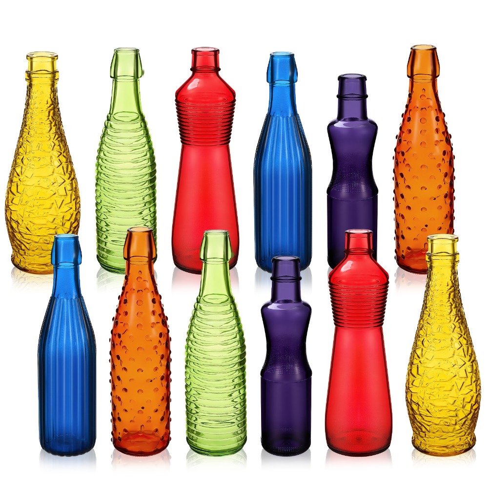 Set of 12 Vibrant Glass Bottle – обзор и цена Home Decor Glass