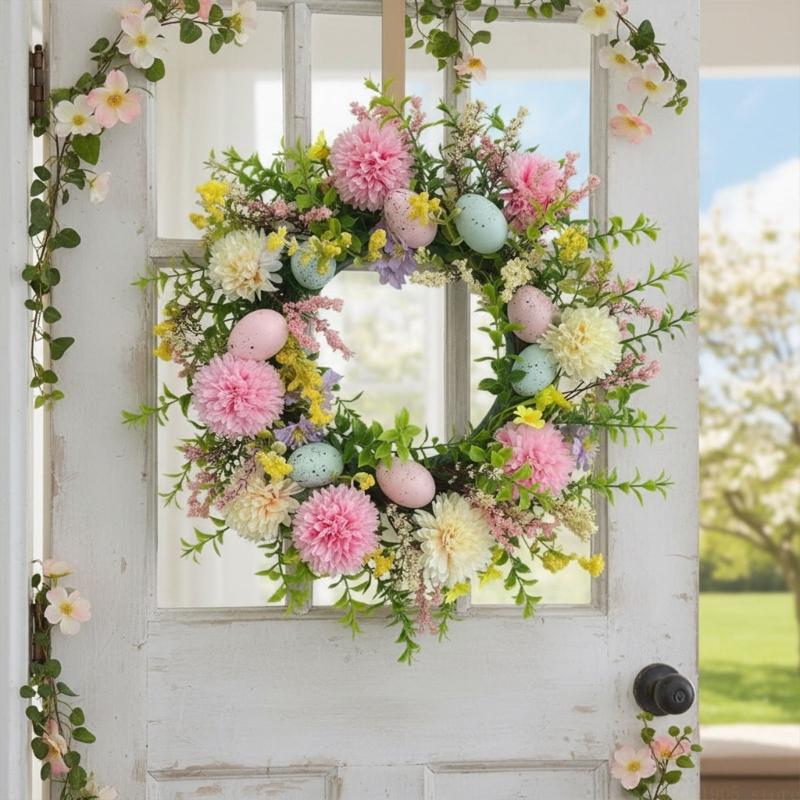 QX2E Easter Door Wreath With A – обзор и цена Home Decor Garland