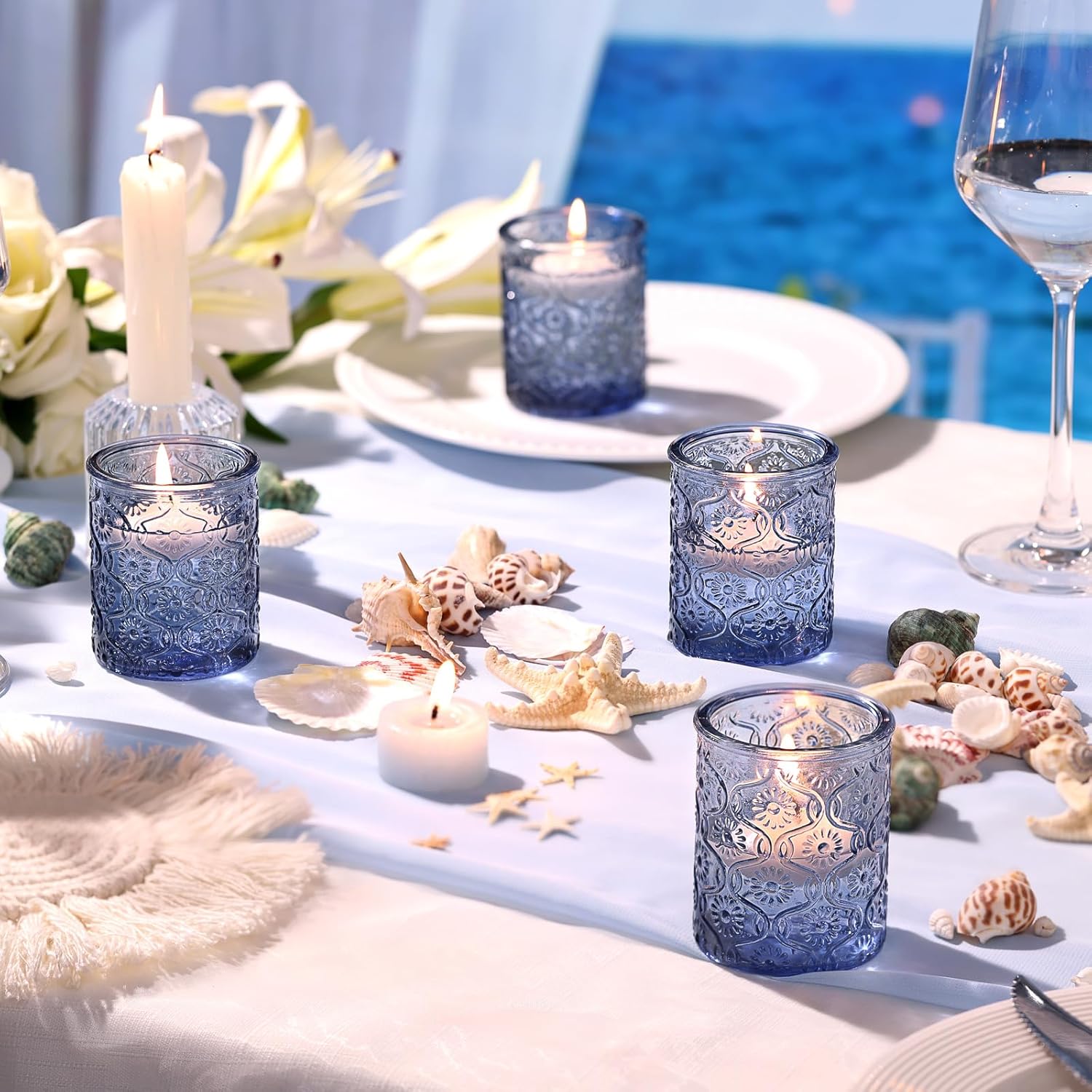 24pcs Blue Votive Candle Holde – обзор и цена Home Decor Glass